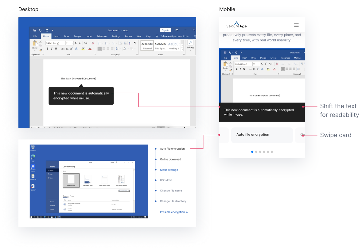 Desktop and mobile comparison of the interactive demo experience