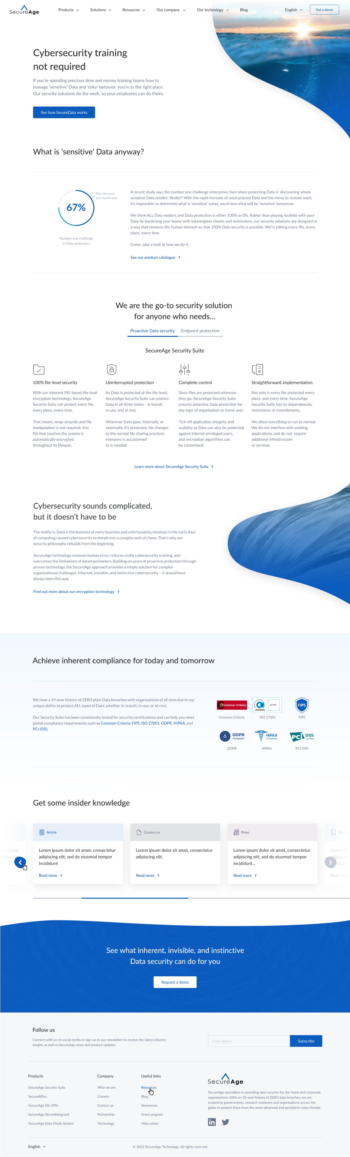 The redesigned SecureAge homepage — full page