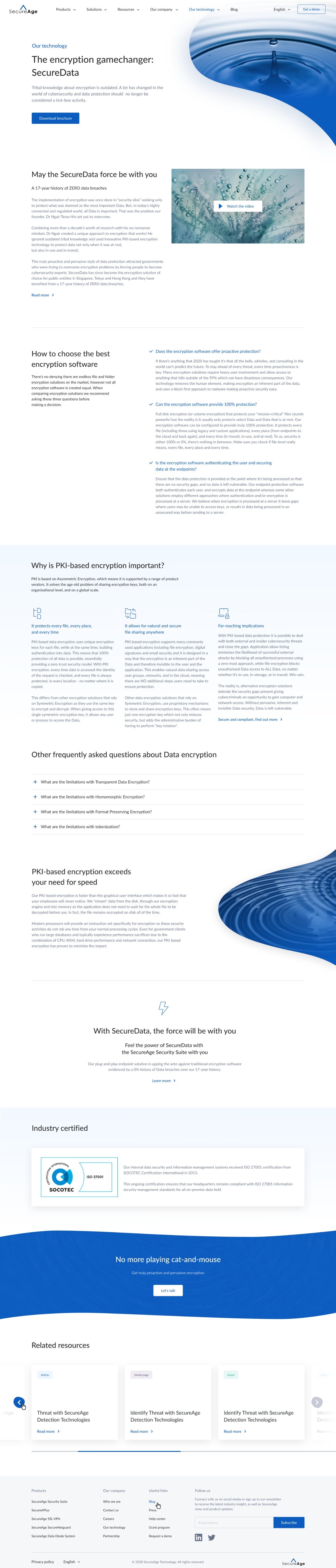 The new 'Our Technology' page — SecureData, the encryption gamechanger